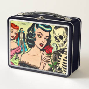 Retro Witch Vampire Girl Horror Comics Metal Lunch Box