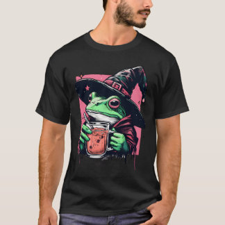 Retro Witchy Frog Drink Tea T-Shirt