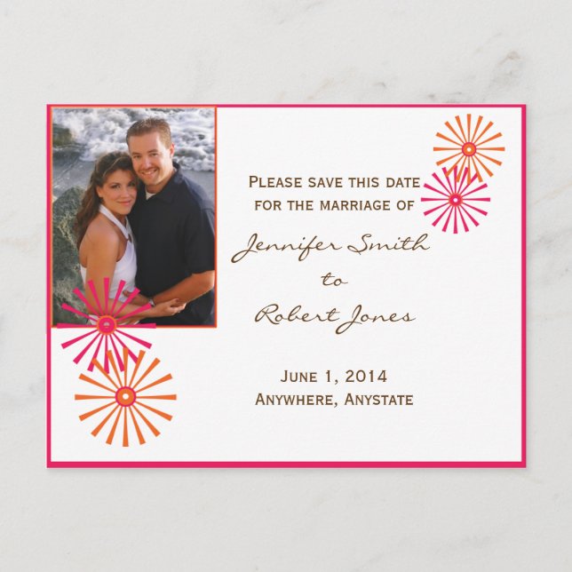 Retro with a Modern Twist Starburst Announcement Postcard (Front)