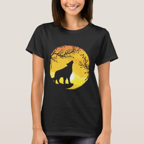 Retro Wolf Howling Moon Funny Animal The Wolf 3 T_Shirt
