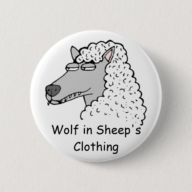 Retro Wolf in Sheep's Clothing Button (Front)