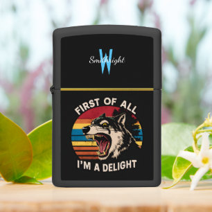 Retro Wolf Sunset Delight Zippo Lighter