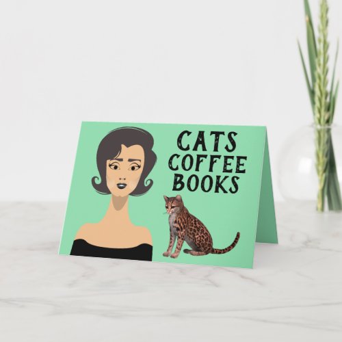 RETRO WOMAN ART CAT BIRTHDAY CARDS