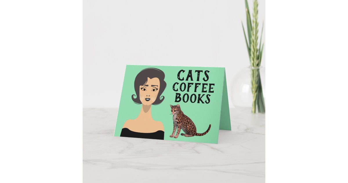 RETRO WOMAN ART CAT BIRTHDAY CARDS | Zazzle