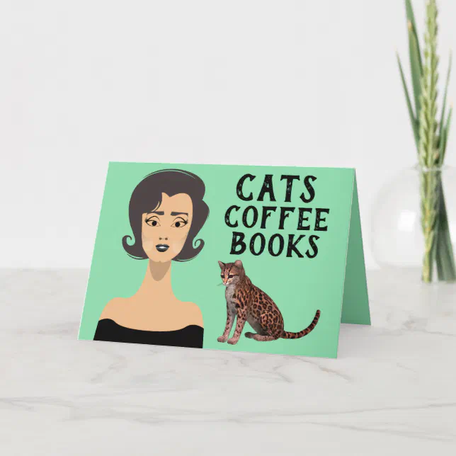 RETRO WOMAN ART CAT BIRTHDAY CARDS | Zazzle