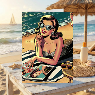 Retro Woman at Beach | Aging Humor Birthday Card