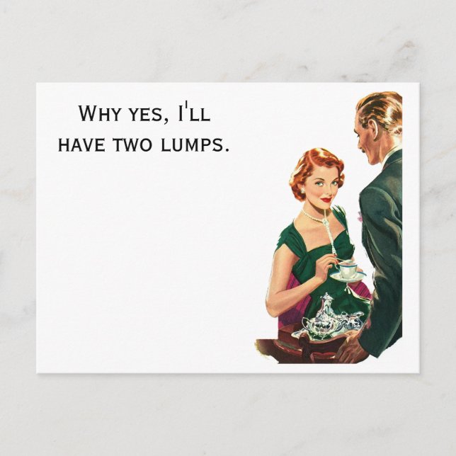 Retro Woman Being Served Coffee Postcard (Front)