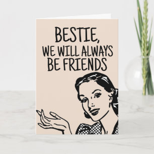 RETRO WOMAN BESTIE HELLO FUNNY CARDS