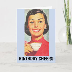 RETRO WOMAN BIRTHDAY COFFEE CARDS
