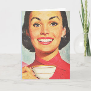 RETRO WOMAN BIRTHDAY ESPRESSO COFFEE CARDS