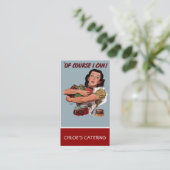Retro Woman Caterer Business Card (Standing Front)