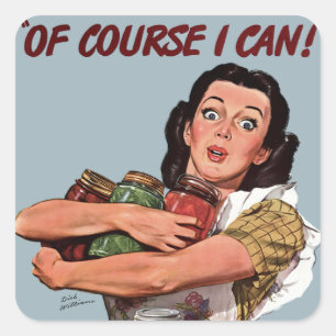 Retro Woman Caterer Cook Square Sticker