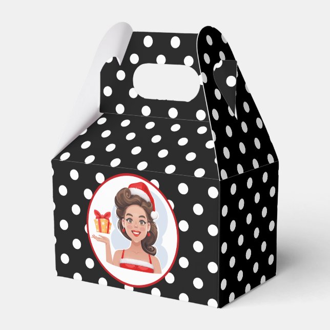 Retro Woman Christmas Favor Box (Front Side)