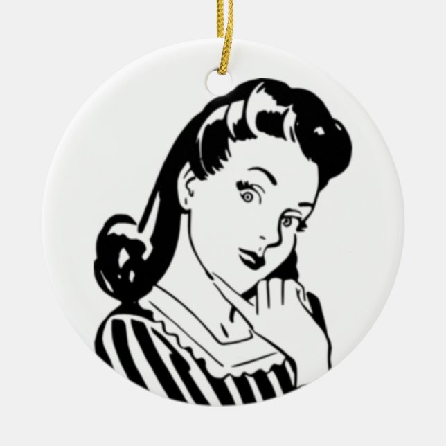 Retro Woman Court Reporting Funny Quote Christmas Ceramic Ornament (Front)