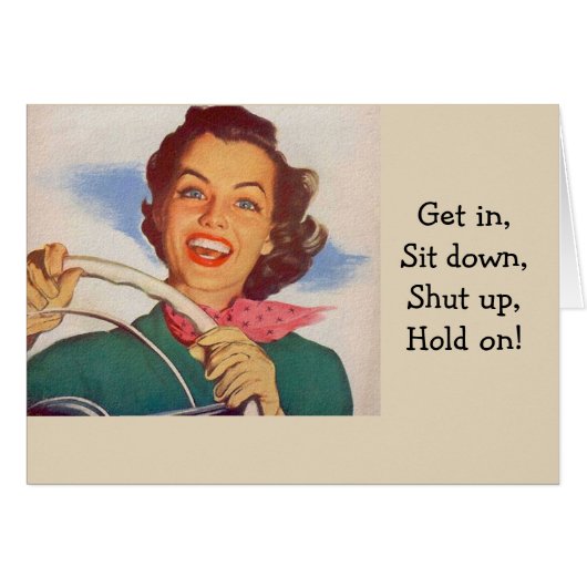 Retro Woman - Crazy Driver, Cards (Front Horizontal)