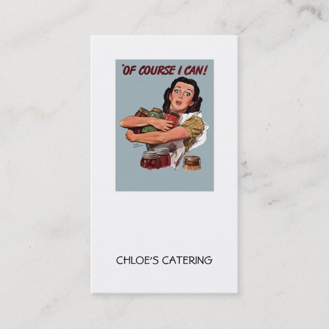 Retro Woman Food Catering Business Card (Front)