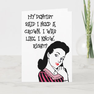 RETRO WOMAN FUNNY QUEEN BIRTHDAY GREETING CARD