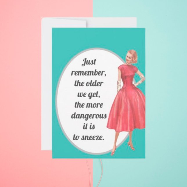 Retro Woman Getting Old Quote Birthday Card (Creator Uploaded)