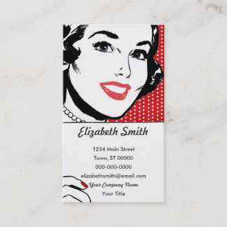 Retro Woman Holding a Sign Business Card