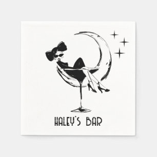 Retro Woman in Martini Glass Bar  Napkins