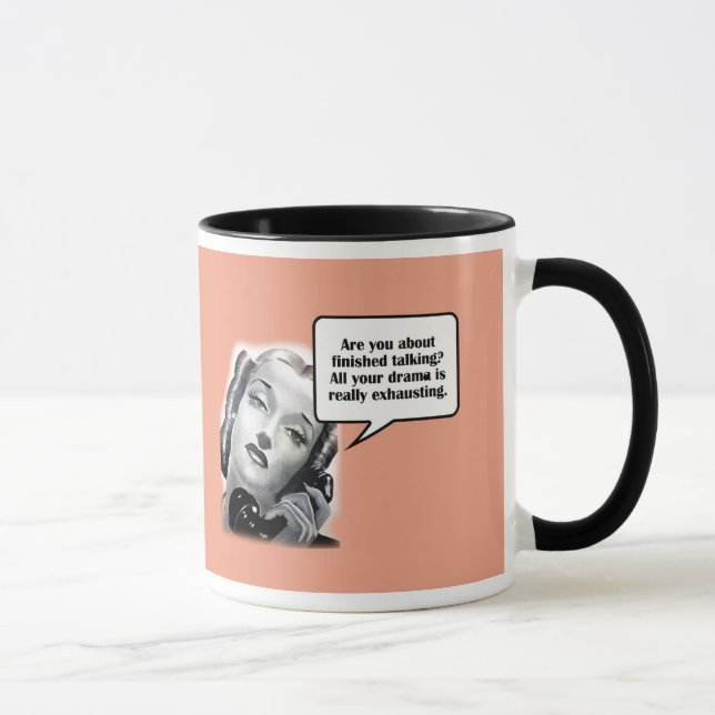Retro Woman on Phone, Drama Mug (Right)