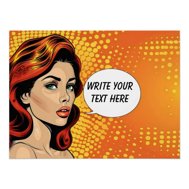 Retro Woman Orange Customizable Poster (Front)