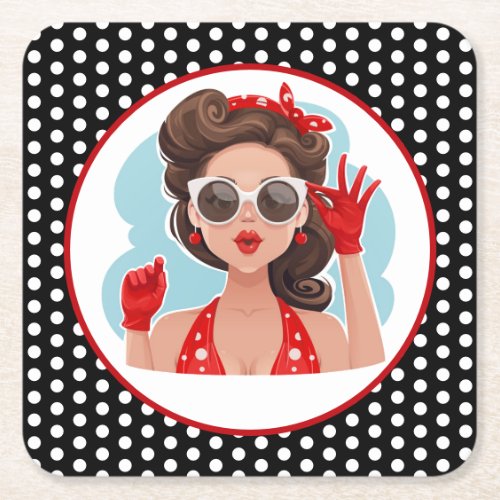 Retro Woman Paper Coaster