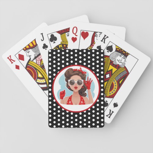 Retro Woman Playing Cards