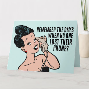 RETRO WOMAN ROTARY PHONE BIRTHDAY CARDS