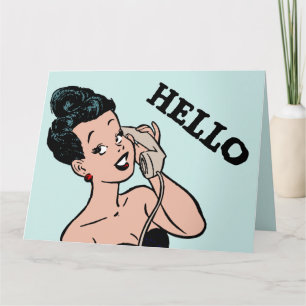 RETRO WOMAN ROTARY PHONE BIRTHDAY CARDS
