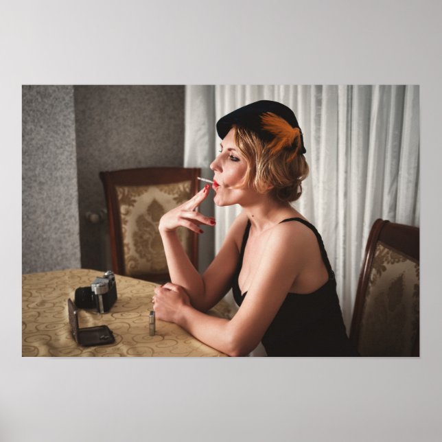 Retro woman smoking poster (Front)