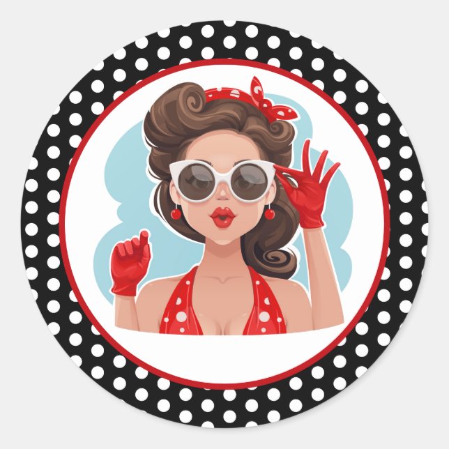 Retro Woman Sticker (Front)
