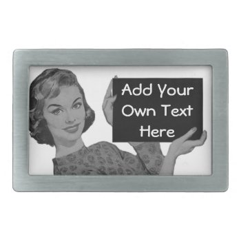 Retro Woman With A Clipboard Rectangular Belt Buckle by grnidlady at Zazzle