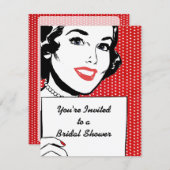 Retro Woman with a Sign Bridal Shower Invitation (Front/Back)
