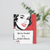Retro Woman with a Sign Bridal Shower Invitation (Standing Front)