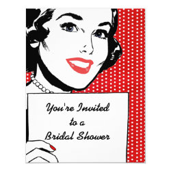 Retro Woman with a Sign Bridal Shower Invitation