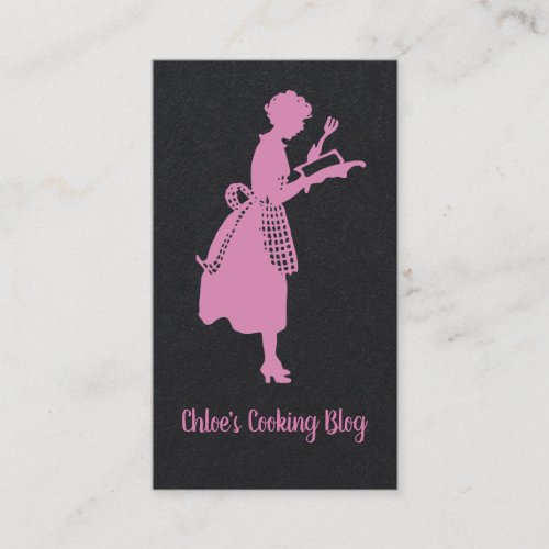 Retro Woman With Cookbook Cooking Blog Business Card