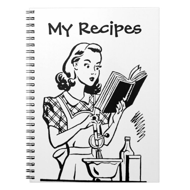Retro Woman With Cookbook Notebook (Front)