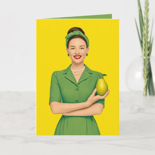 Retro Woman with Pear Invitation