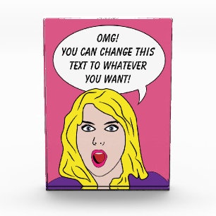 RETRO WOMAN with YOUR TEXT custom block award