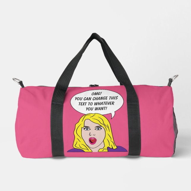 RETRO WOMAN with YOUR TEXT custom Duffle Bag (Front)