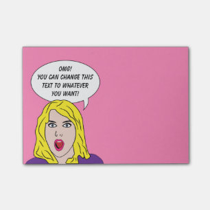 RETRO WOMAN with YOUR TEXT custom Post-It notes