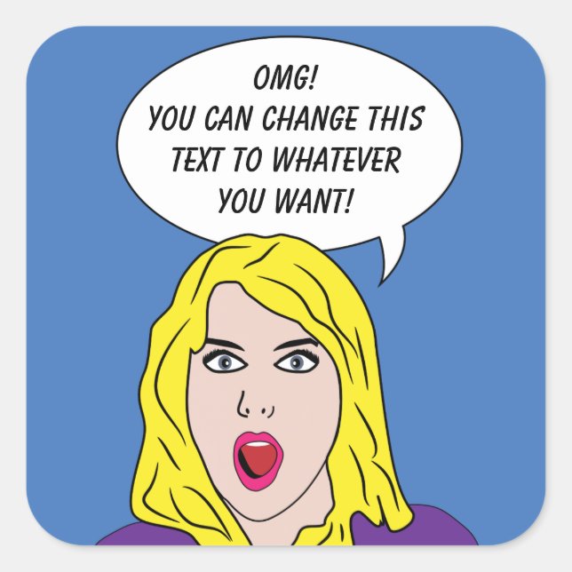 RETRO WOMAN with YOUR TEXT custom stickers (Front)