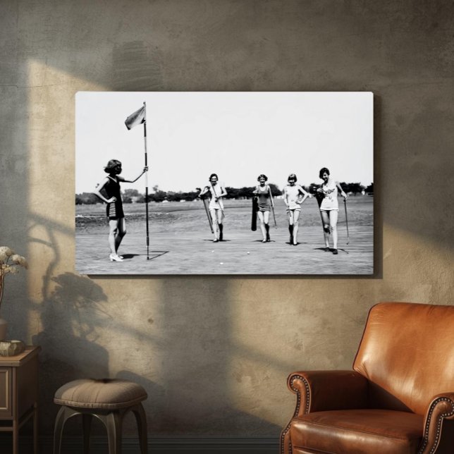 Retro Women Golfers Art Deco Black and White Photo (Creator Uploaded)