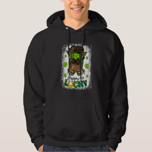 Retro Women Happy Go Lucky Afro Messy Bun Patrick' Hoodie