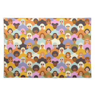 Retro Women of the World Pattern Cloth Placemat