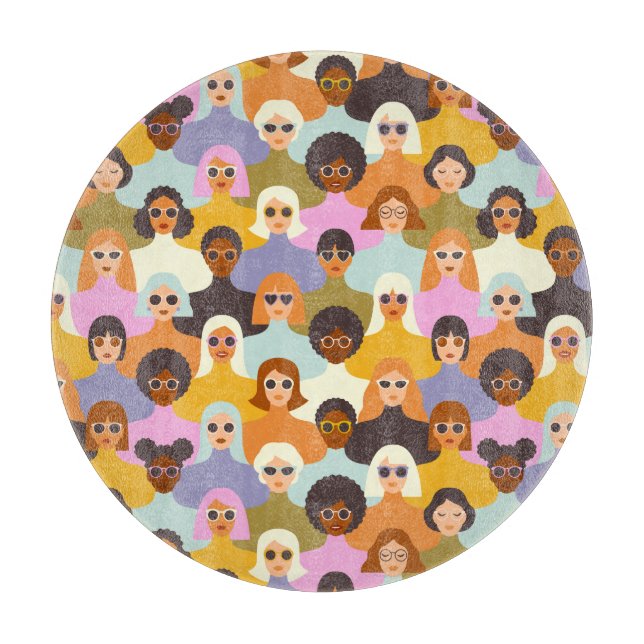 Retro Women of the World Pattern Cutting Board (Front)