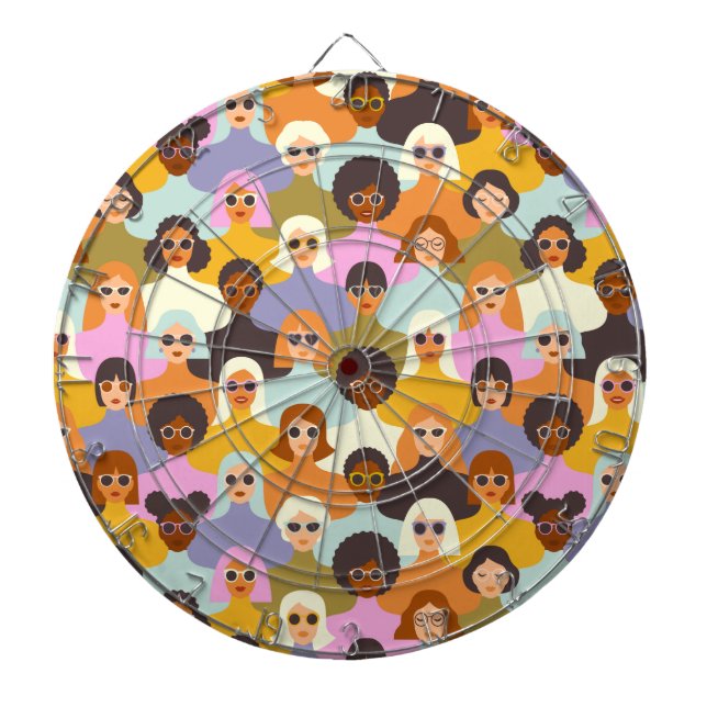 Retro Women of the World Pattern Dart Board (Front)