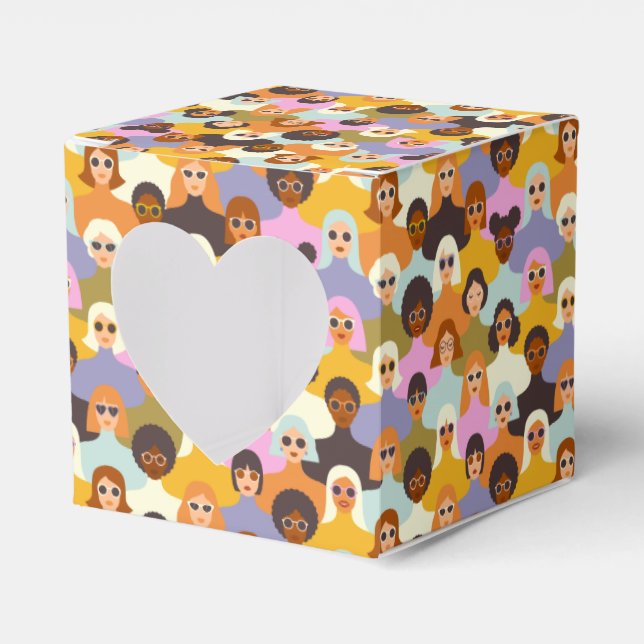 Retro Women of the World Pattern Favor Boxes (Front Side)