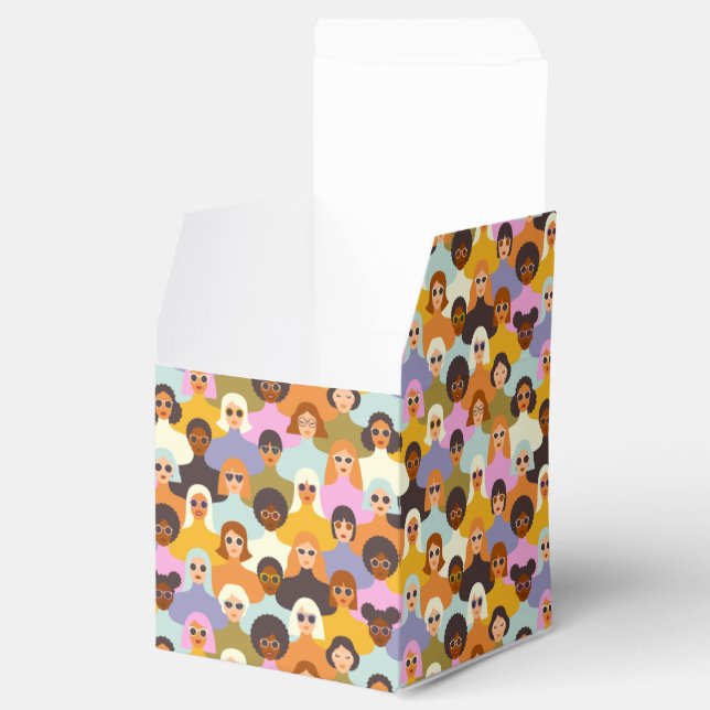 Retro Women of the World Pattern Favor Boxes (Opened)